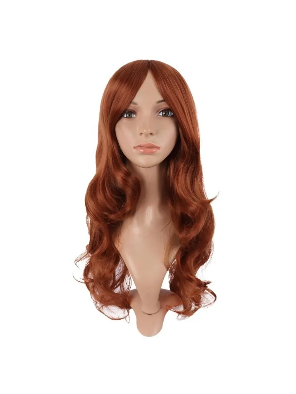 Women's Ginger Orange 24 Inch Synthetic Modern Long Wavy Side Bangs Wigs